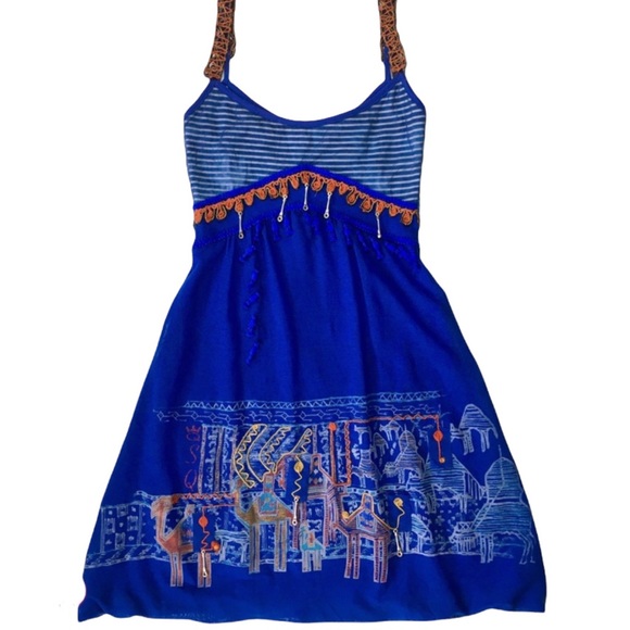 ❤️ SOLD ❤️ Save The Queen Dress Unique Mesh Bubble Hem Exotic Ethnic Boho Small - Picture 2 of 10